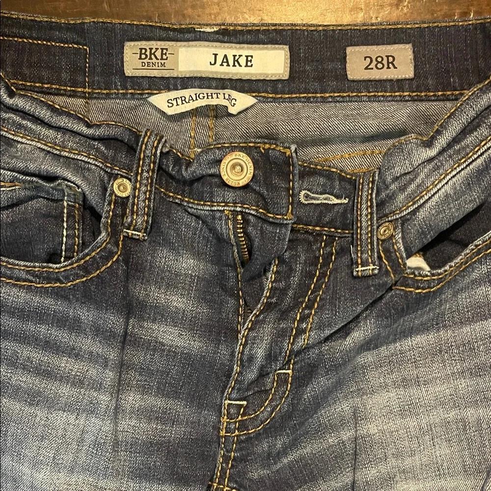 BKE Jake 28R Dark Blue Straight Jeans - Picture 2 of 4